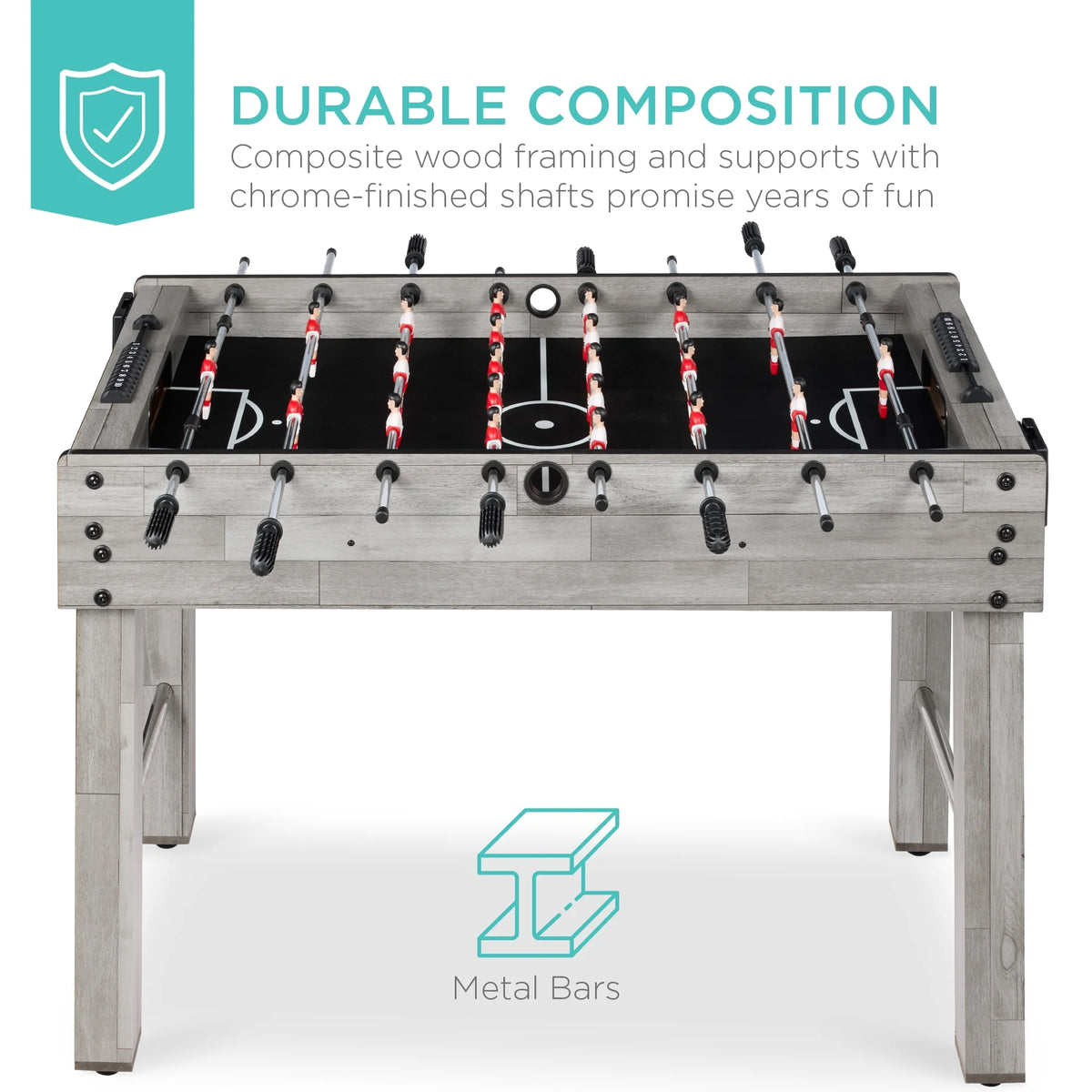 Best Choice Products 48in Competition Sized Foosball Table for Home, Game Room w/ 2 Balls, 2 Cup Holders - Light Brown