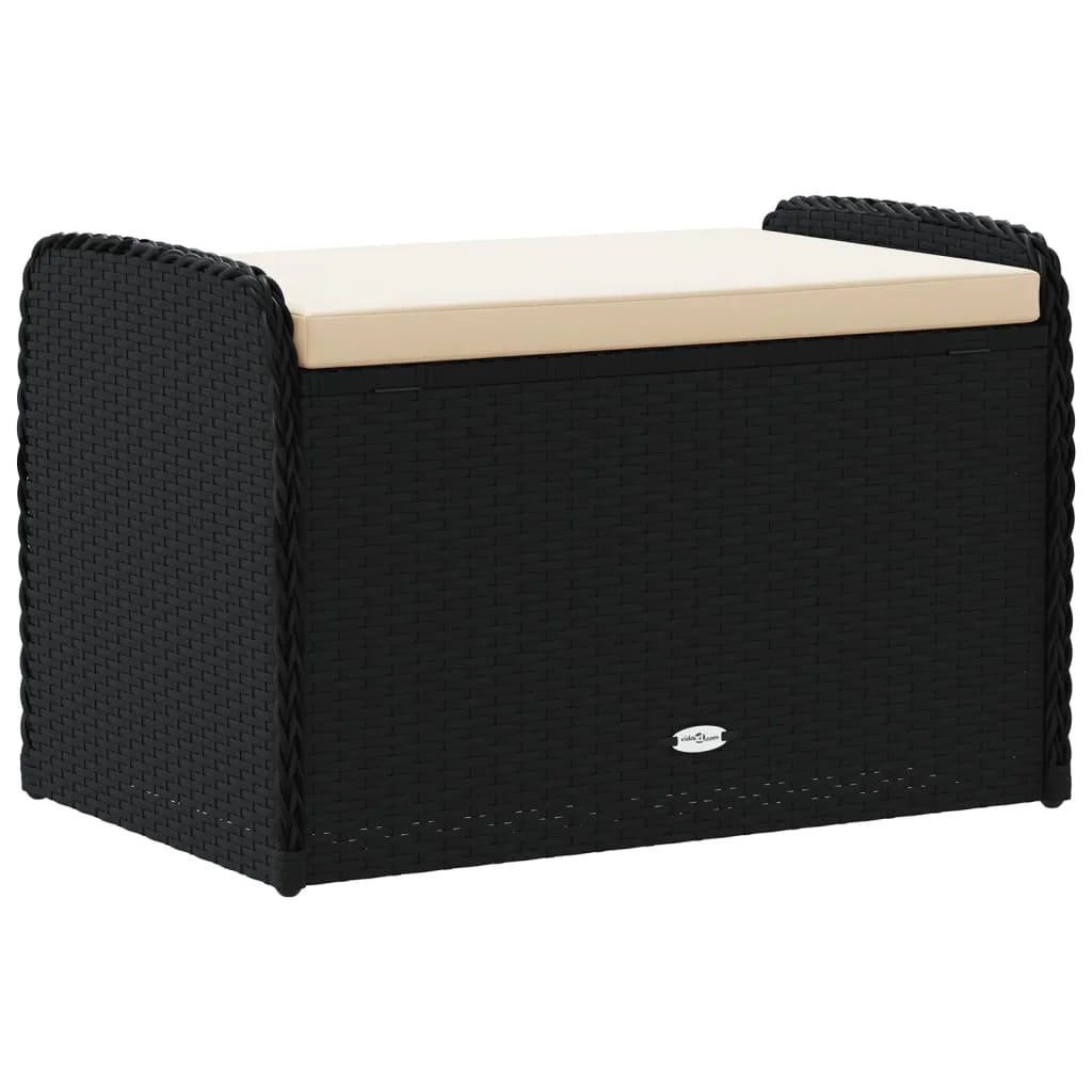 vidaXL Storage Bench with Cushion Outdoor Garden Seat Furniture Poly Rattan