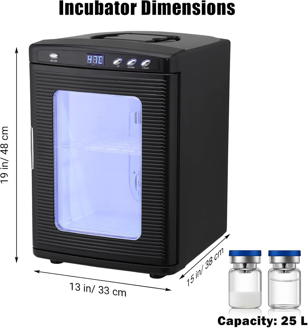 Garvee 25L Reptile Incubator for Hatching Eggs - Portable Scientific Laboratory Incubator, Temperature Controlled 10C-60C for Small Reptiles, Cooling and Heating Digital Incubator, 12V/110V Black