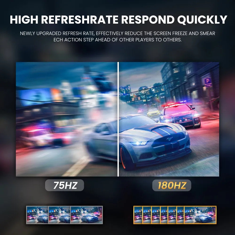 CRUA 24" 180Hz Curved Gaming Monitor - FHD 1080P Frameless Computer Monitor, AMD Freesync, Low Motion Blur,Dp&Hdmi Port, Black