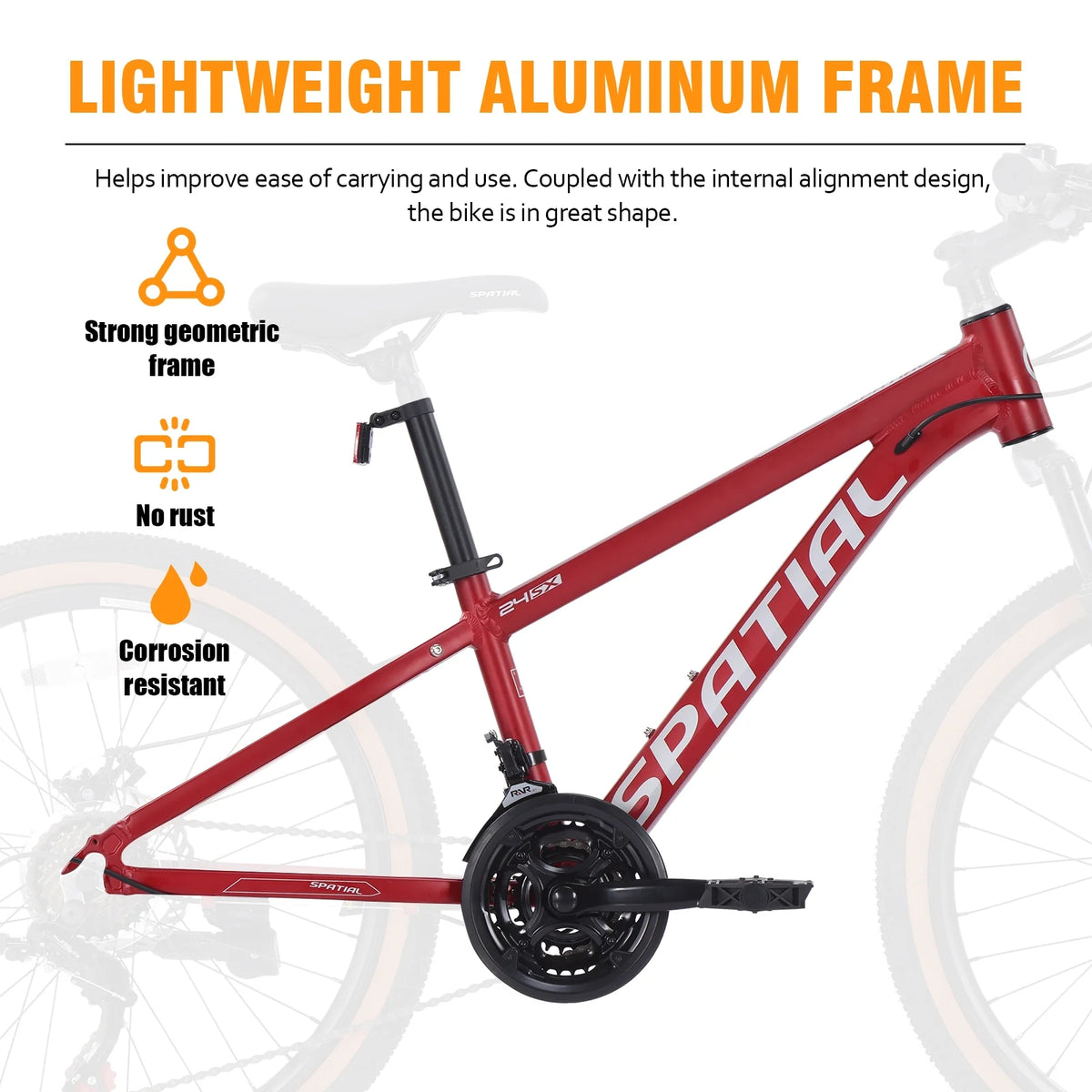 SPATIAL 24/26/27.5/29 inch Mountain Bike,8/21 Speed Lightweight Aluminum Magensium Frame Mountain Bicycle,Fits Men Women Teenagers Adult Disc Brake MTB Bicycle