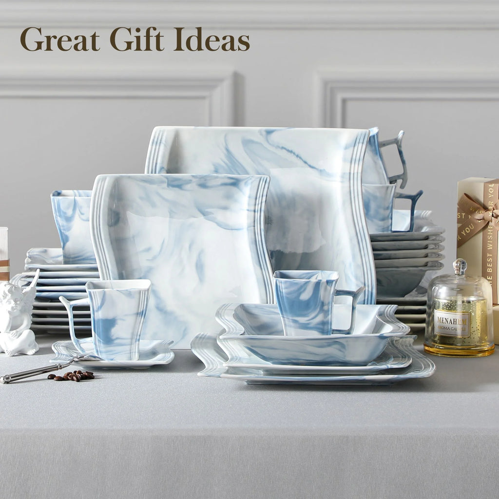 MALACASA Porcelain Tableware Sets, Ivory White, 30-Piece (6 Packs)