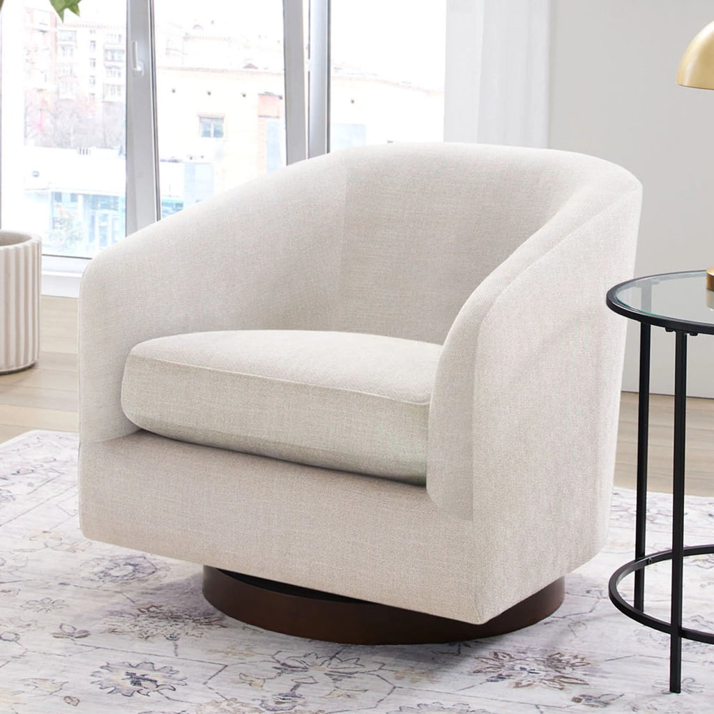 Better Homes & Gardens Bradford Wooden Base Modern Swivel Chair, Linen