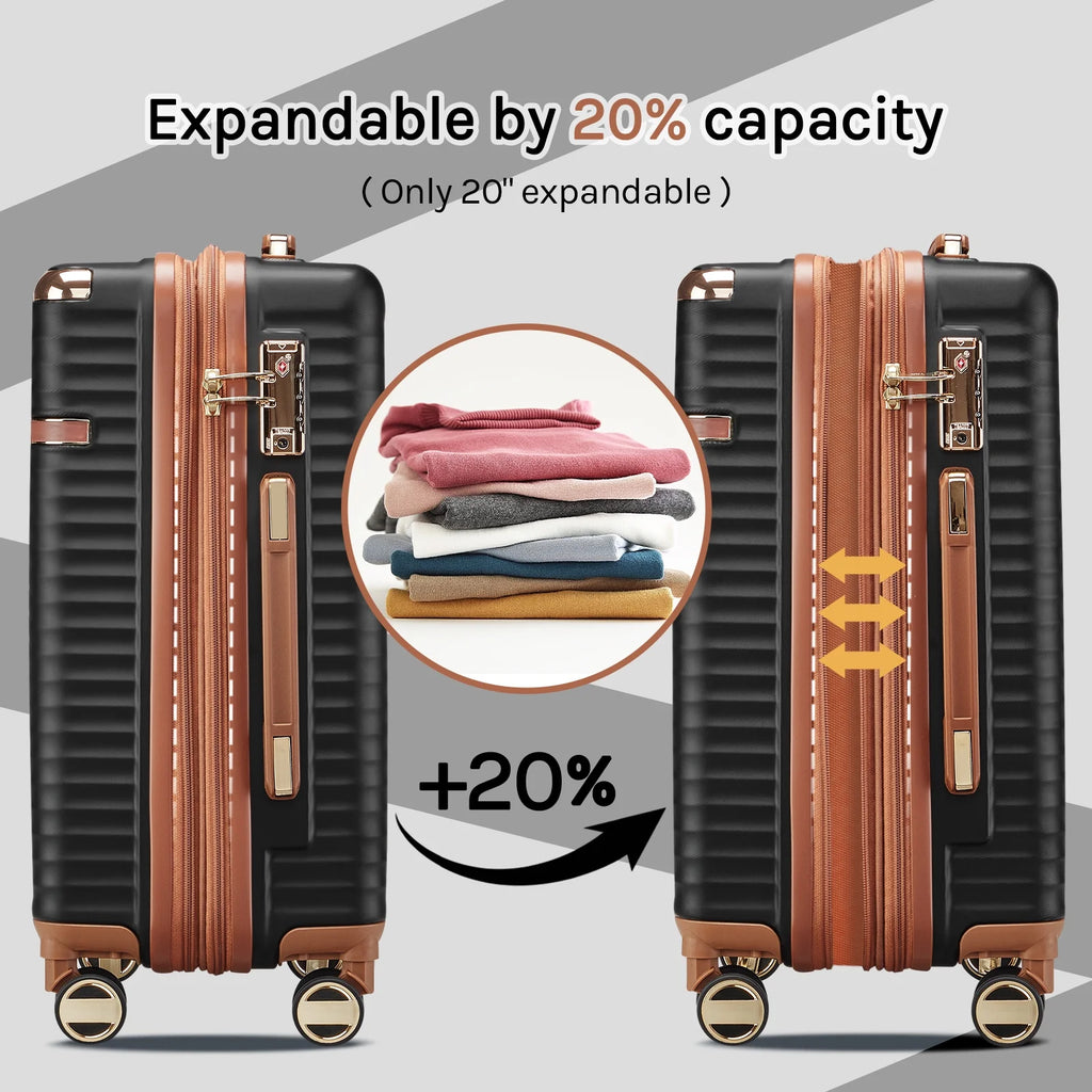 Joyway 3-Piece Carry-On Luggage Set with Swivel TSA Lock and Leather Carry Bag