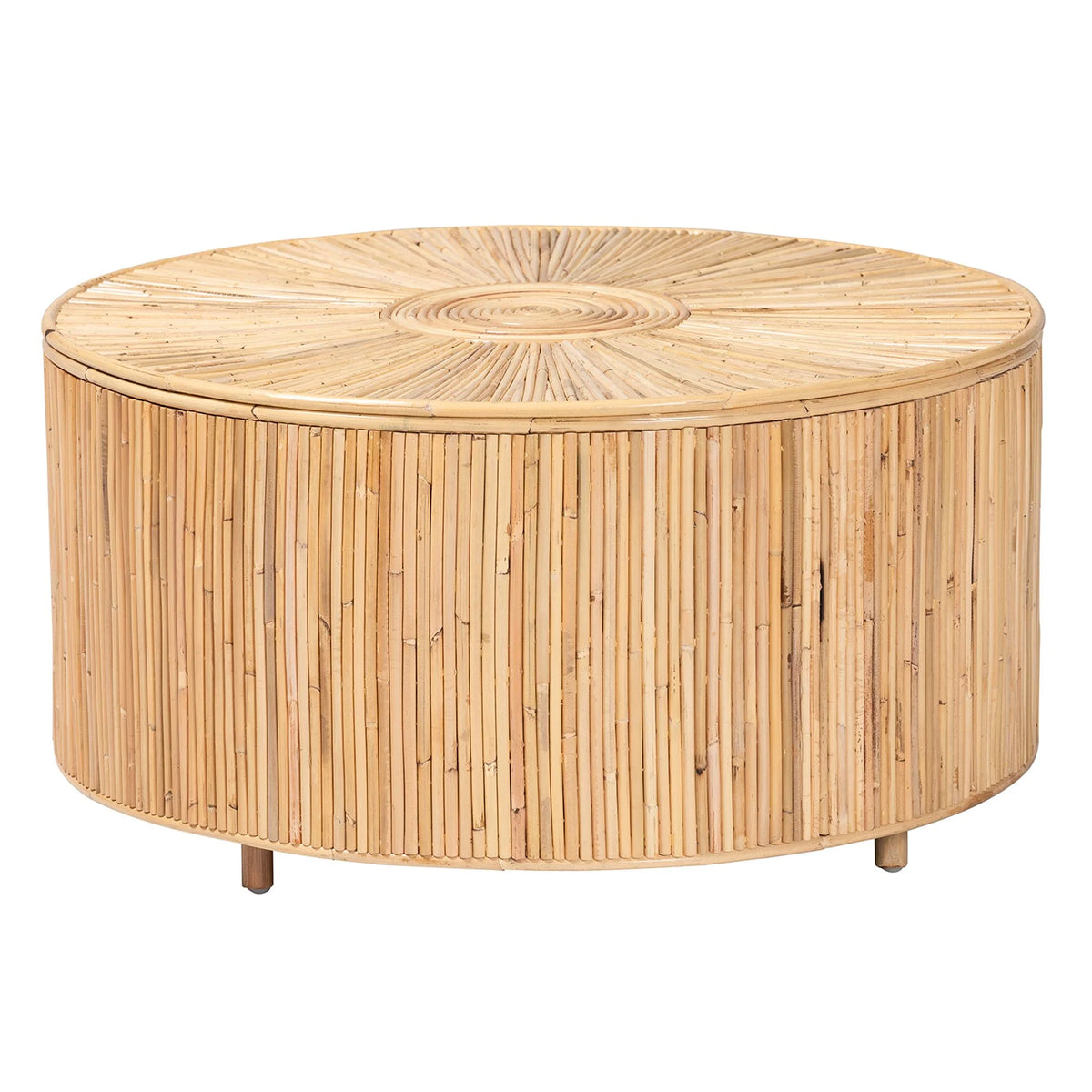 bali & pari Miami Boho Coffee Table, Natural Rattan, Light Honey