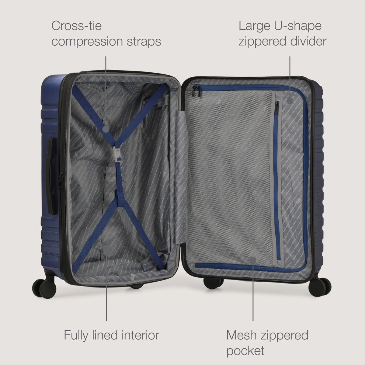 U.S. Traveler Boren Hardside Rugged Spinner Luggage, Lavender, 30" Checked Large