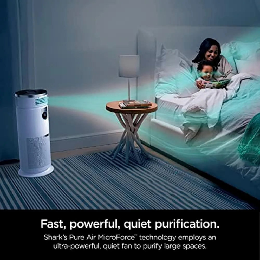 Open Box Shark HC502 3-in-1 Clean Sense Air Purifier MAX, Heater & Fan, HEPA Filter, 1000 Sq Ft, Oscillating, Large Rooms, Kitchens, Captures 99.98% of Particles White