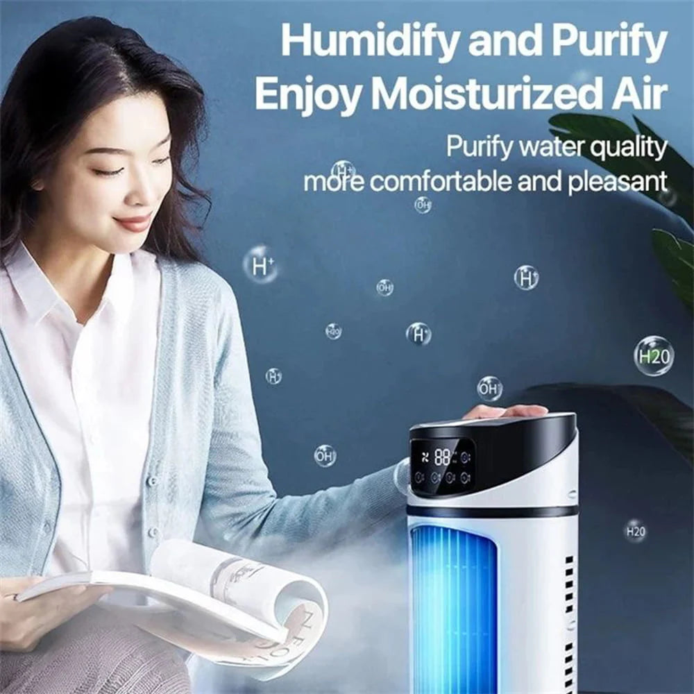 KIZOCAY Portable air conditioner with 6 air speeds, 60 & 120 automatic oscillating evaporative air conditioning fan, quite air cooler humidifier, suitable for home office outdoor, white