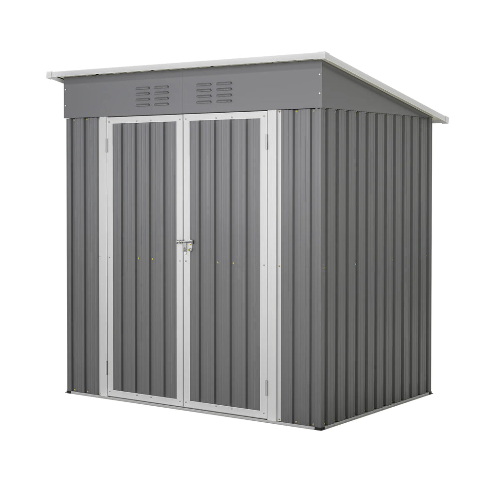 6 x 4 ft Outdoor Storage Shed with Floor Frame, Storage Sheds for Outside with Lockable Door, All Weather Garden Tool Shed with Air Vent for House Backyard Patio Lawn, Black