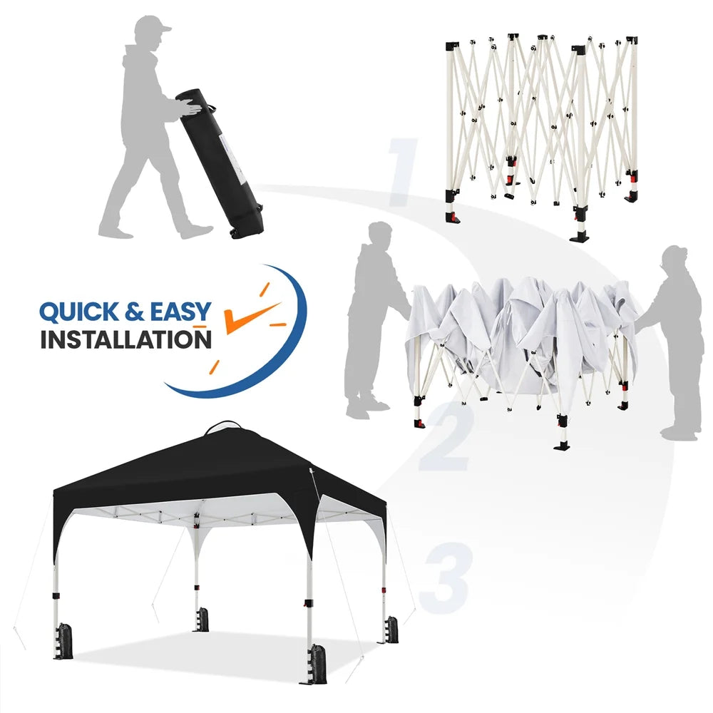 Topeakmart 8x8ft Pop Up Canopy Tent with Adjustable Height and Roller Bag, White