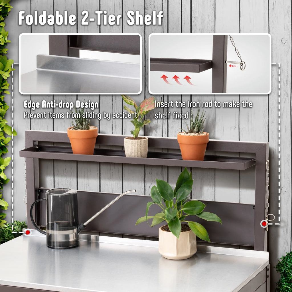 Feasto Garden Potting Bench with Storage Cabinet,Outdoor Gardening Table & Work Bench for Horticulture,Black