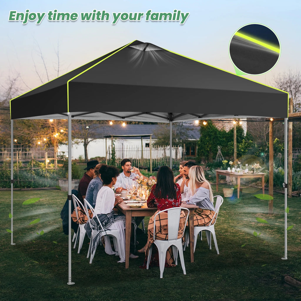 Hoteel Canopy 10x10 Pop Up Canopy Tent 1-Button Push Easy up Outdoor Canopy Instant Portable Commercial Shelter Waterproof UPF50+ Gazebo with Reflective Strip, Air Vent & 4 Sandbags, Black
