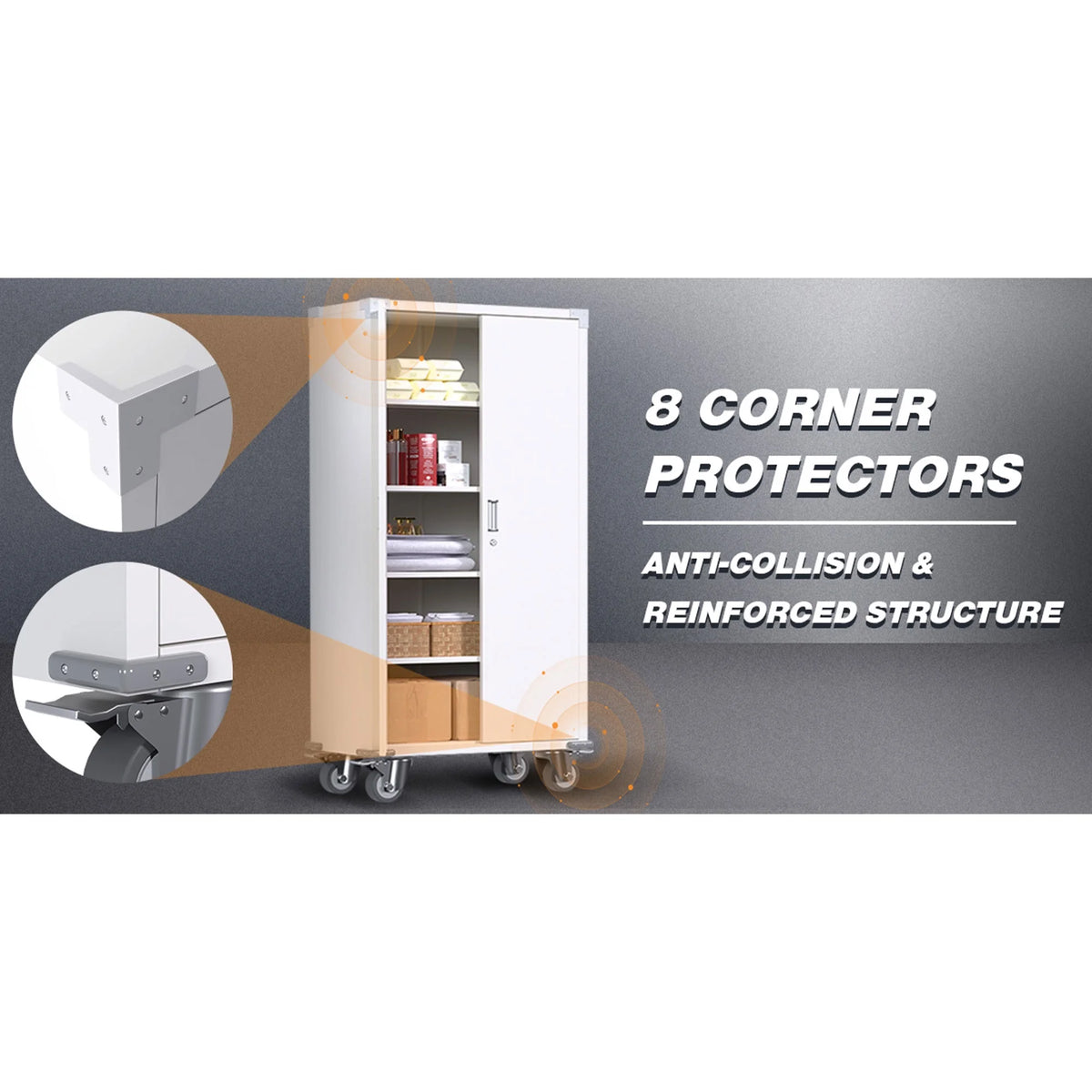 Aobabo 72 Inch Locking Storage Cabinet w/ Adjustable Shelves, Gray