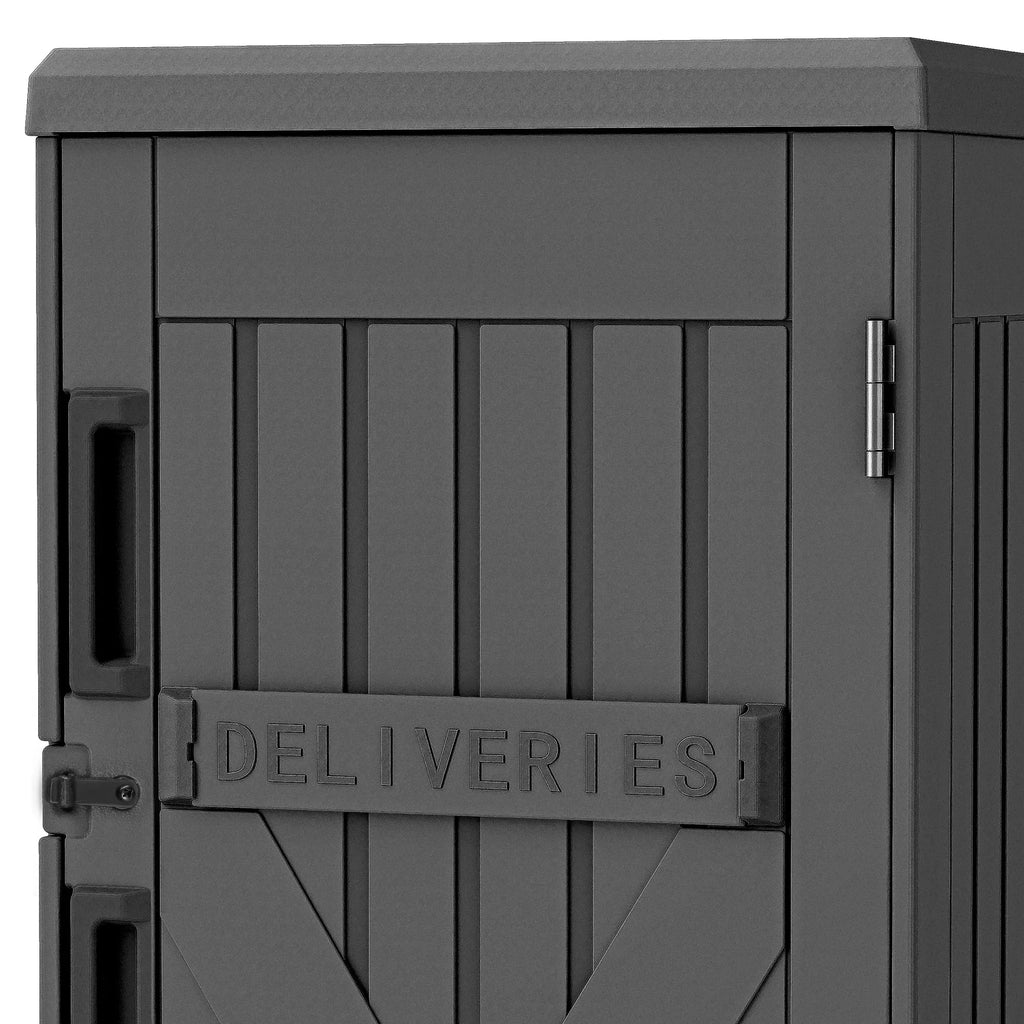 Uforic 60-Gallon Large Outdoor Package Delivery Storage Box, Double-Wall Resin Waterproof Deck Box for Porch or Curbside, Lockable, Brown
