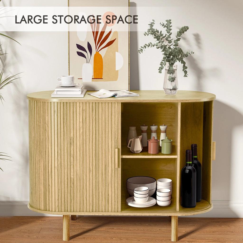 MARNUR Sideboard Buffet Cabinet 40" Storage Cabinet with 2 Sliding Tambour Doors, Adjustable Shelves for Kitchen, Living Room, Hallway, Entryway