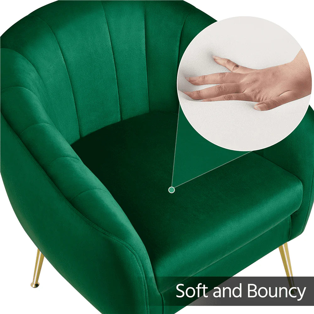 Alden Design Barrel Accent Chair with Gold Metal Legs, Green