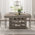 60" Counter Height Dining Table for 4,Rustic Counter Height Dining Table with Drawers& Open Shelves for Kitchen, Bar
