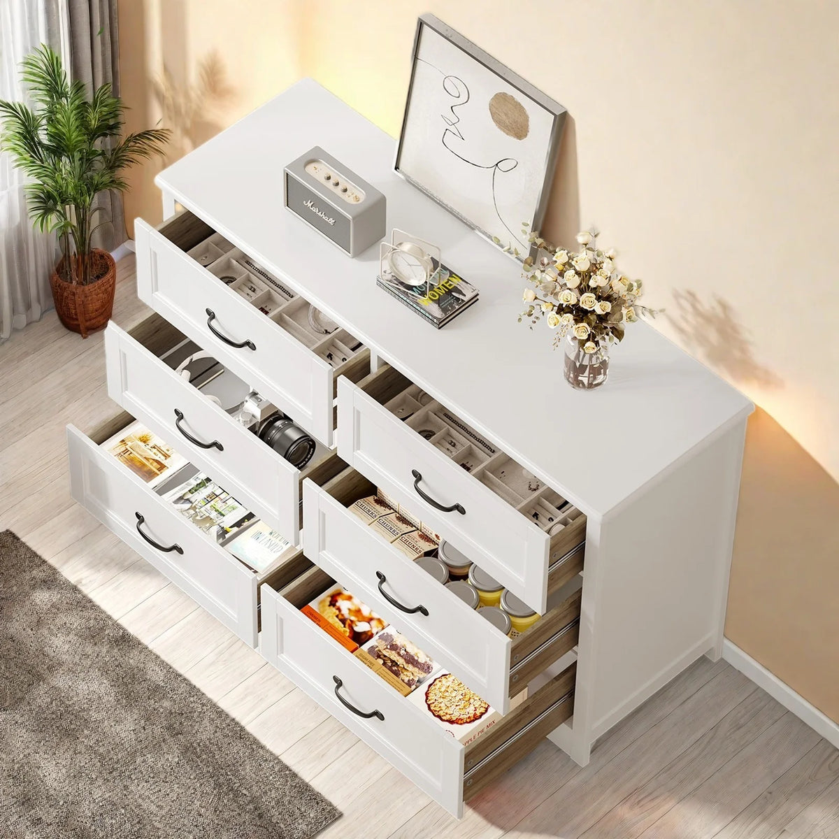 Dresser for Bedroom, Lofka 6-Drawer Wood Dresser with Anti-Tip Safety for Closet| Living Room