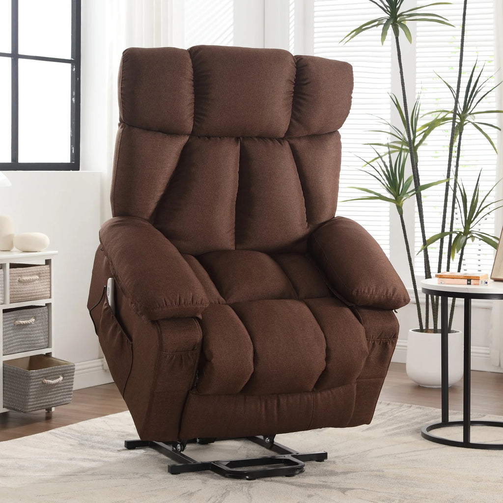 JONPONY Power Lift Recliner Chair Recliners for Elderly with Heat and Massage Recliner Chair for Living Room with Infinite Position and Side Pocket,USB Charge Port,Brown