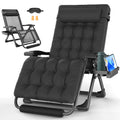 GVDV Oversized Zero Gravity Chair, 33In XXL Lounge Chair with Removable Thick Cushion, Lawn Patio Reclining Chair Upgraded Alloy Lock and Cup Holder, for Indoor Outdoor, Black