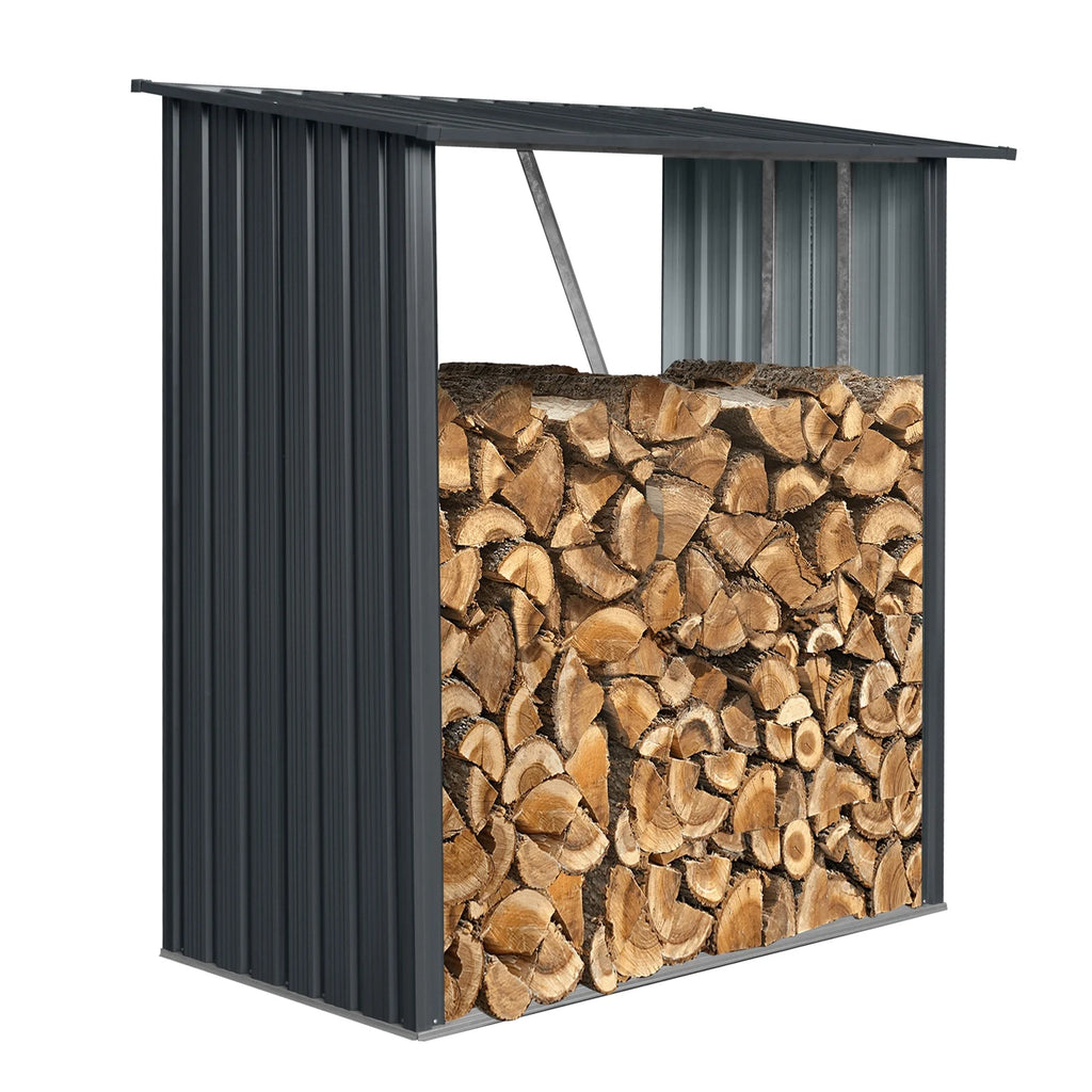 Aukfa Meta Firewood Rack Stand,Wood Pile Storage Stacker Organizer for Outdoor Indoor, Black