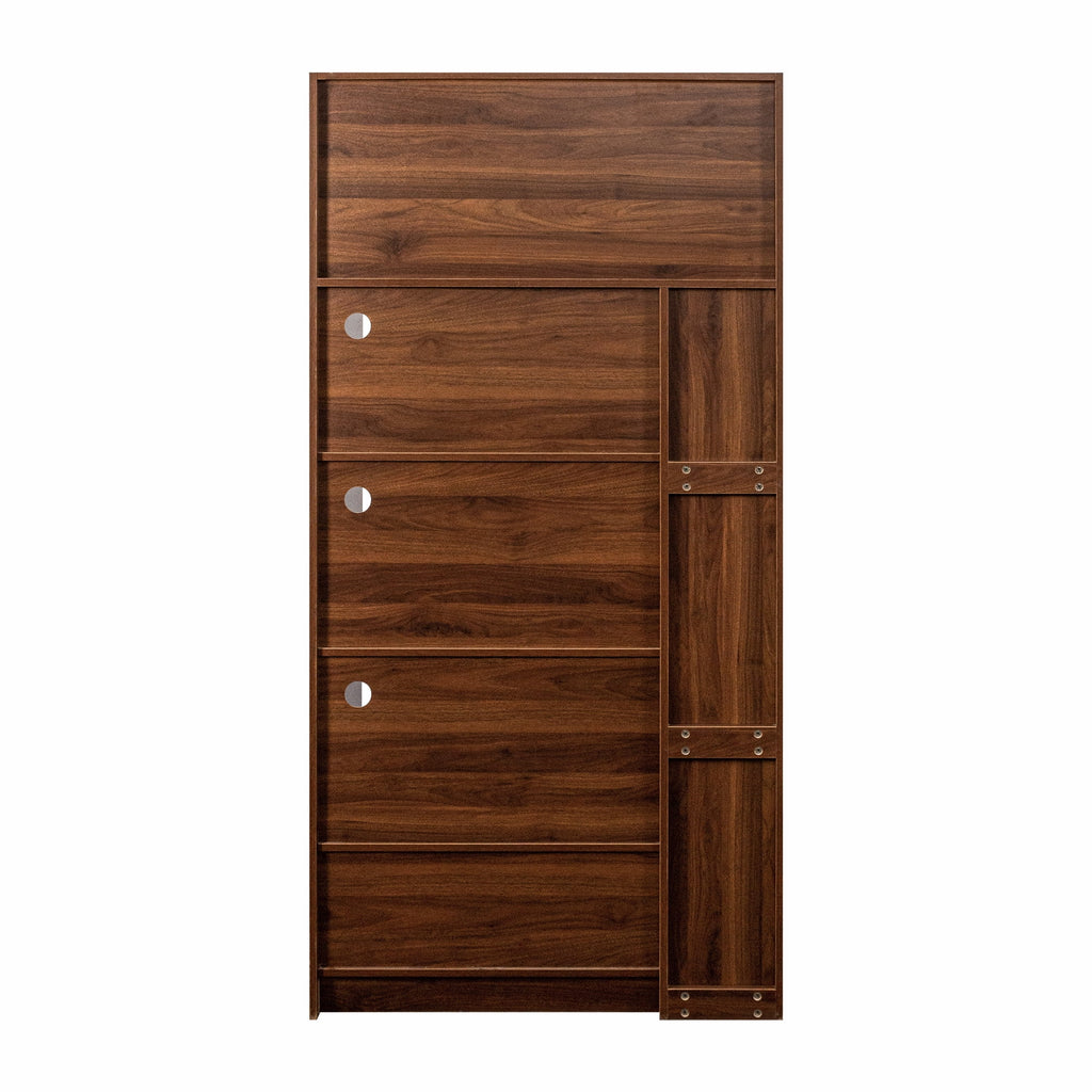 Kitchen Pantry Cabinet w/4-Tier Storage Cart, 2 Drawers & 2 Glass Doors, Tall Storage Cabinet w/Shelves