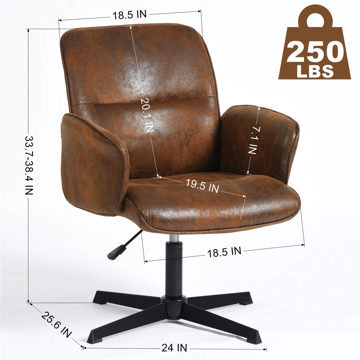 Homy Casa Home Office Desk Chair, Cute Vanity/Makeup Criss-Cross Chair, Upholstered Adjustable Swivel Armchair for Women/Girls
