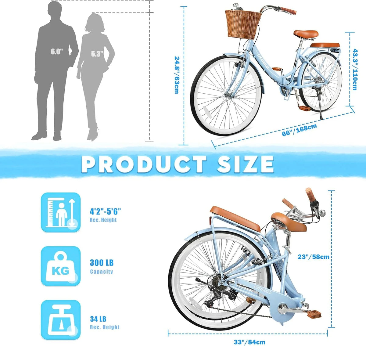 Gaonala 26 inch Womens 7-Speed Pink Cruiser bicycles a versatile family bike and womens beach bikes for urban commutes and leisure