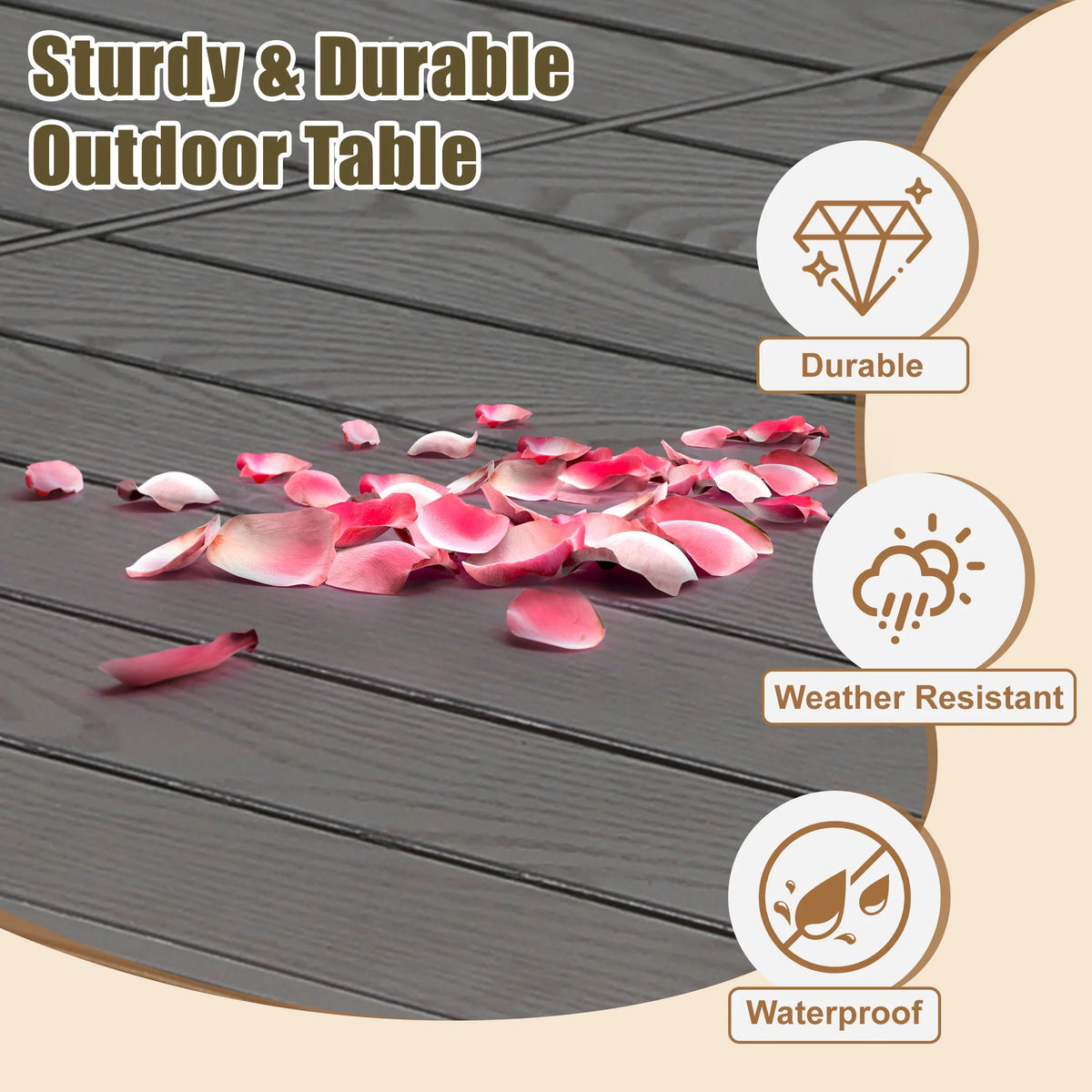 7 Piece Outdoor Dining Set, Patio Dining Table Set for 6 Persons, Garden Patio Textilene Dining Furniture Set with Plastic-Wood Tabletop, Dining Table Chairs Conversation Set for Deck Patio