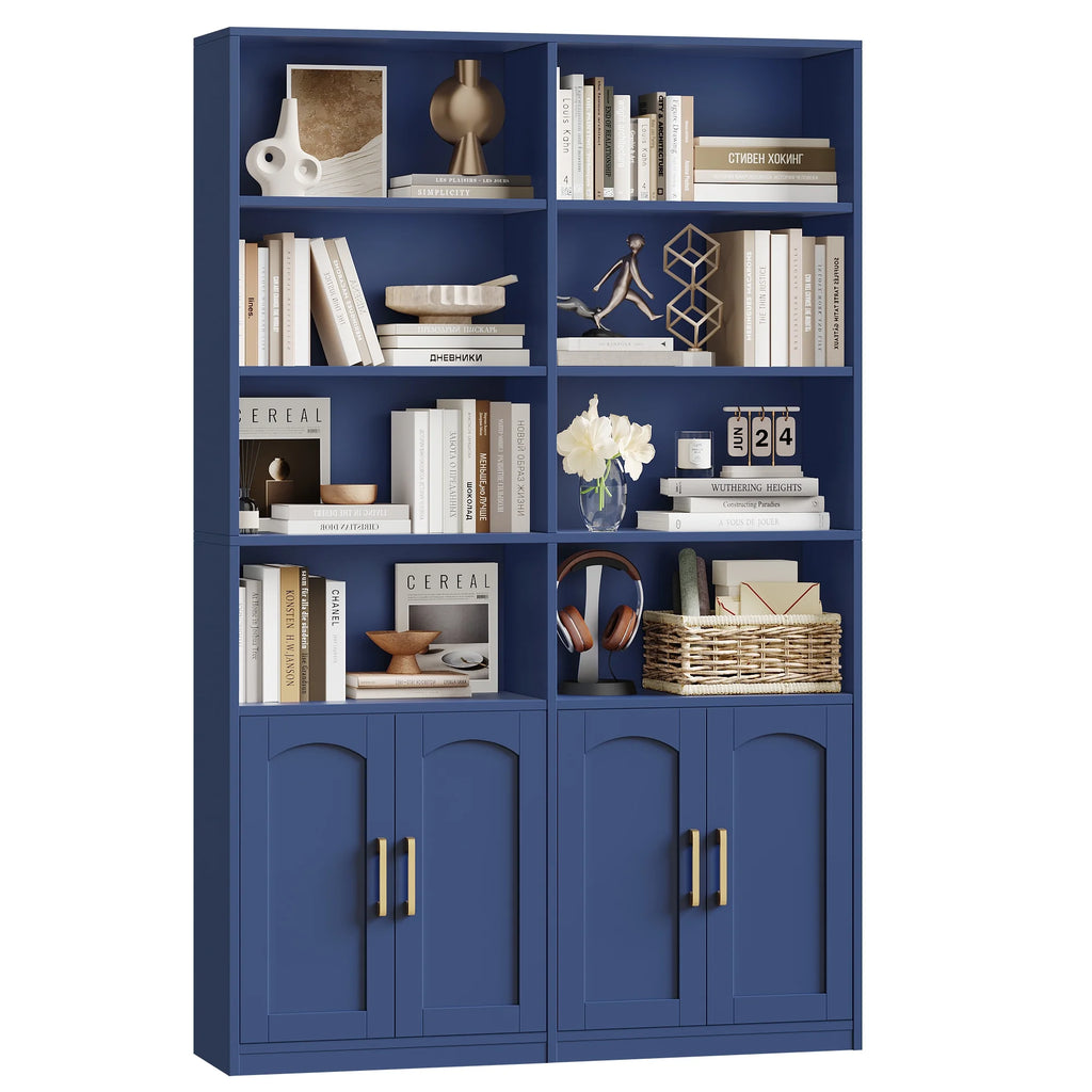 Homfa 73 Tall Bookcases with Doors, 8 Cubes 6-Tier Double Row Bookshelf, White Bookcase for Living Room Home Office