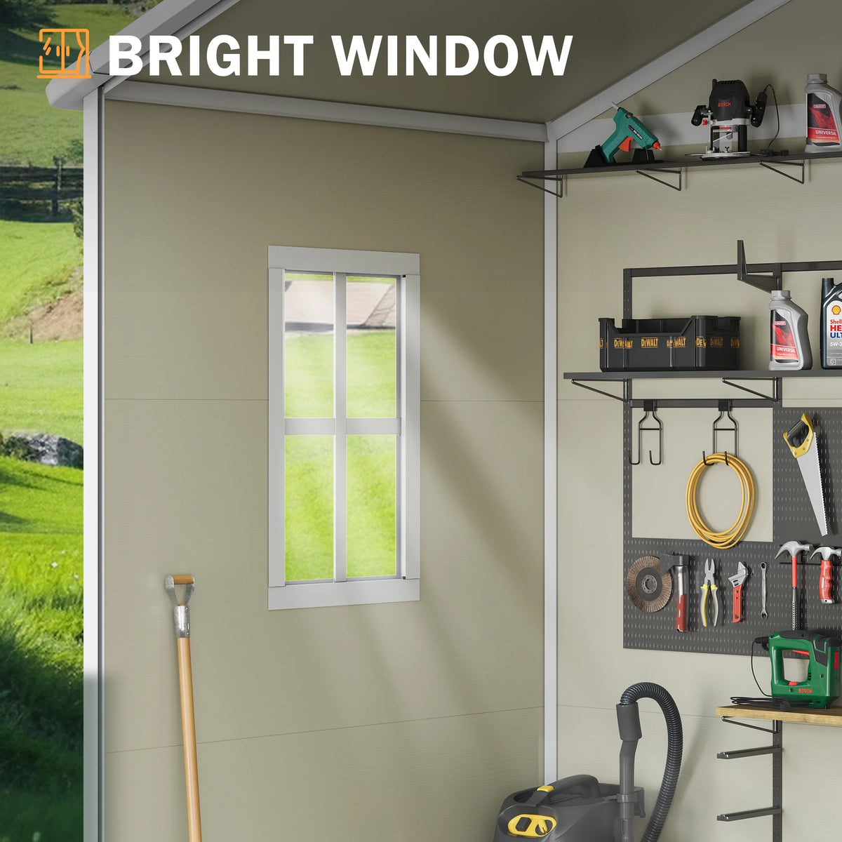 UDPATIO Outdoor Storage Shed 5x3 FT, Resin Garden Shed for Backyard, Patio, Lawn, Grey & White