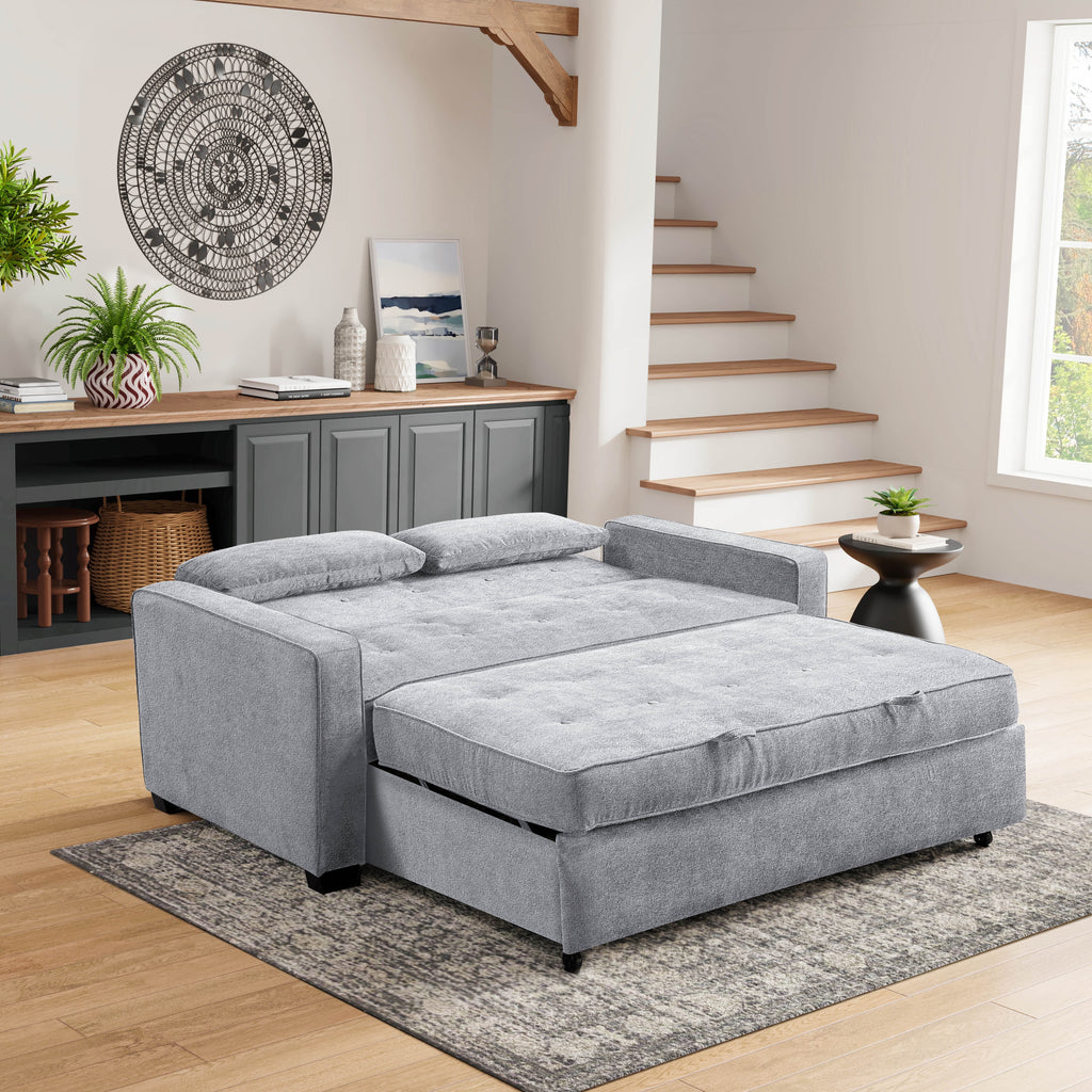Serta Dream Convertibles Monroe Modern Polyester Convertible Queen Sofa Bed with Pillows Grey