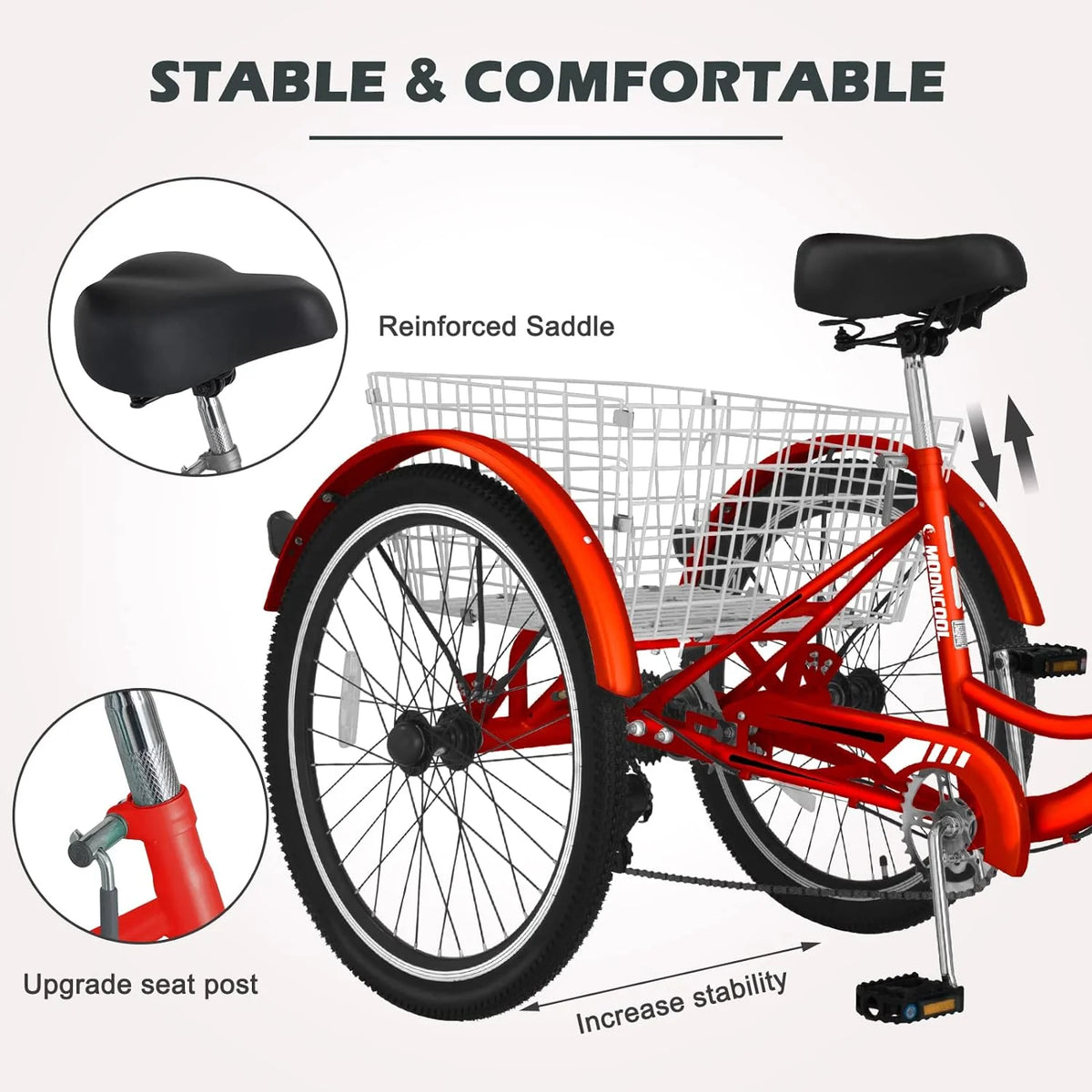 FICISOG 7 Speed Adult Tricycle for Women, 20/24/26 Inch Adult Trike with Basket, 3 Wheel Bikes for Adults Seniors, Cruise Trike for Shopping Picnic
