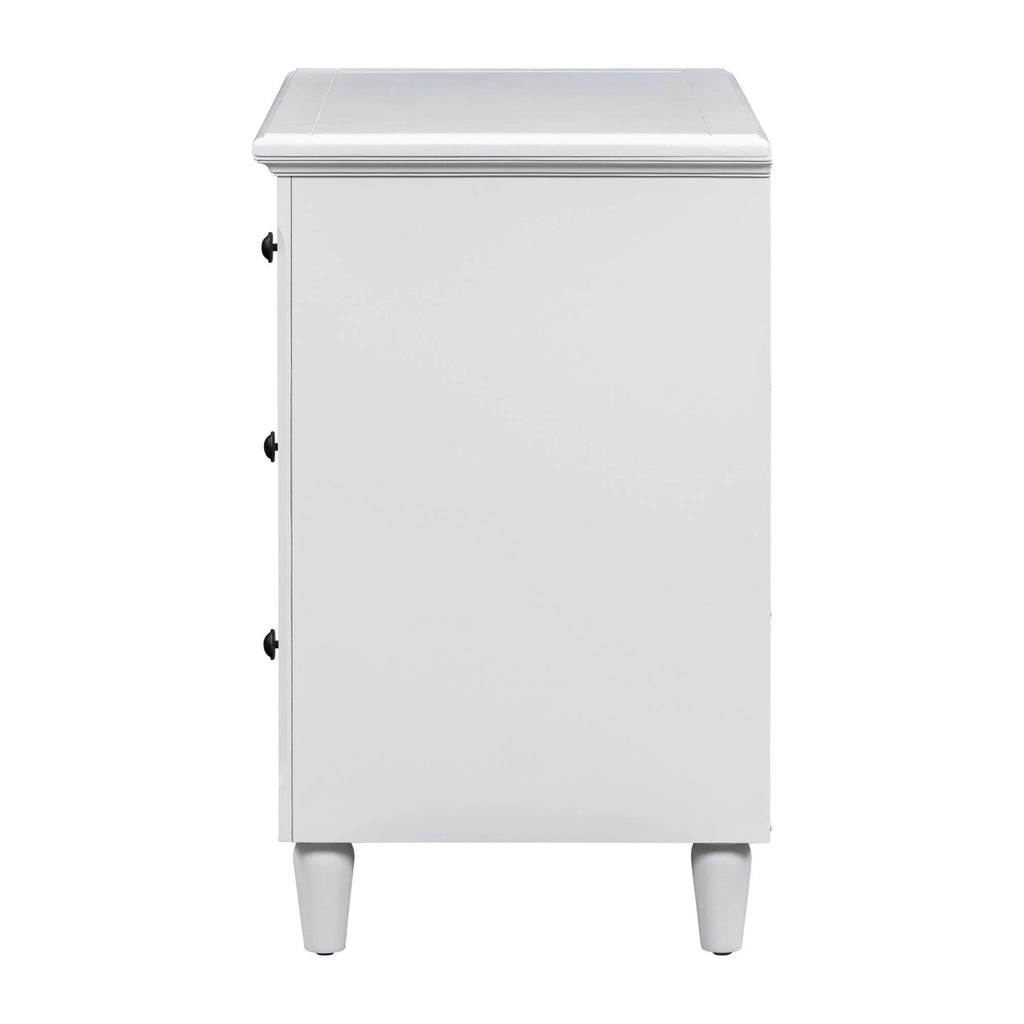 White Nightstand for Bedroom, Atumon Nightstand with 3 Drawers, Wood Bedside Table, Modern Nightstand Furniture for Bedroom, 28"L x 16.9"W x 28"H