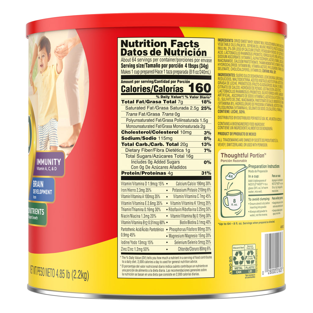 Nestle Nido Kinder 1+ Toddler Powdered Milk, 4.85 lbs