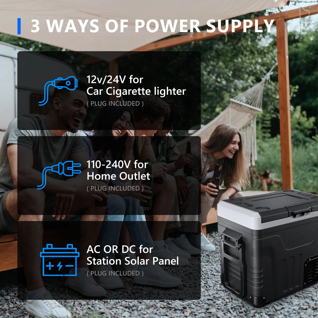 Simzlife 12V Car Refrigerator, 37QT Electric Cooler DC/AC, -4 ~68, RV Freezer Fridge Cooler with Wheels & 2 Baskets