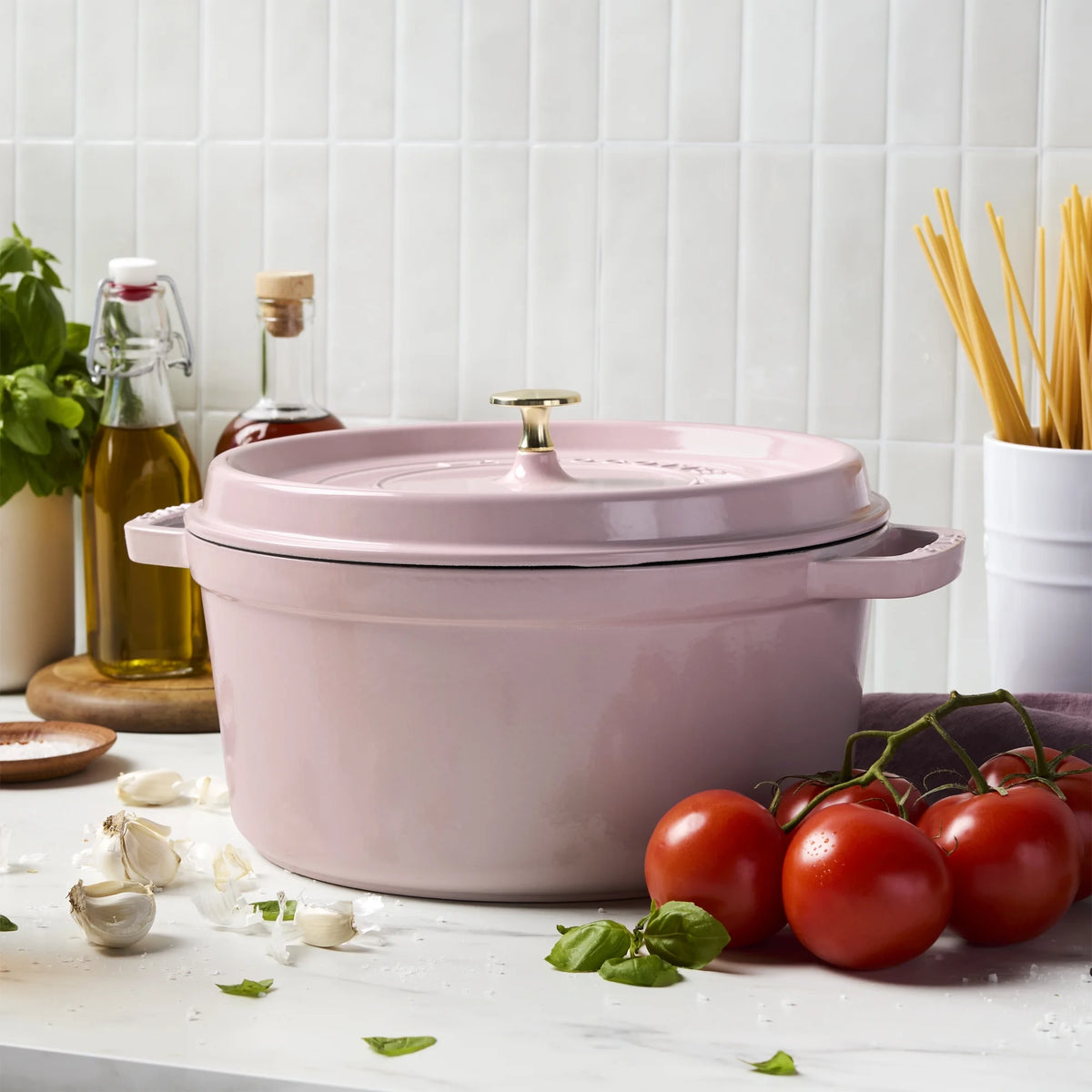 Staub Cast Iron 7-qt Round Cocotte - Grenadine