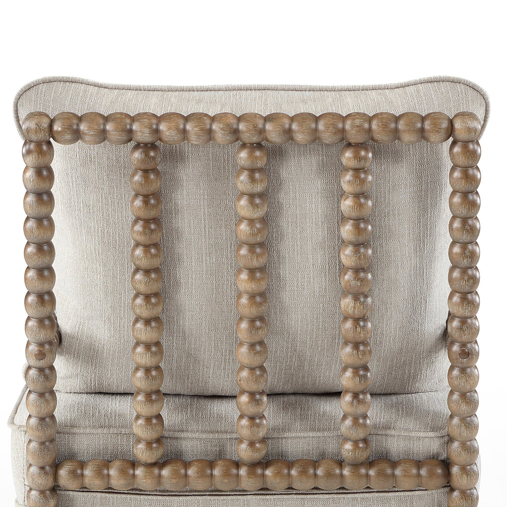 Duhome Upholstered Dining Chair Spindle Spool Accent Chair Linen Fabric Armchair with Wood Frame, Brown+Beige