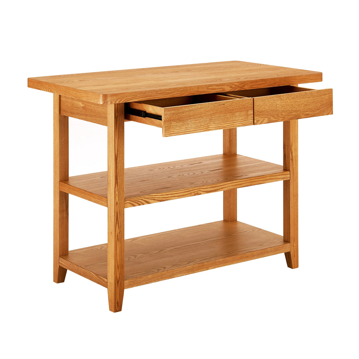 Better Homes & Gardens Reading Wood Kitchen Island with 2 Shelves and Drawers, Walnut Color