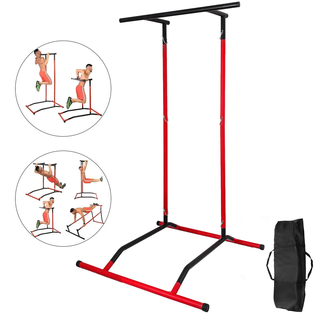 BENTISM Portable Pull Up Dip Station Gym Bar Power Tower Chin Up Fitness Strength W/Bag