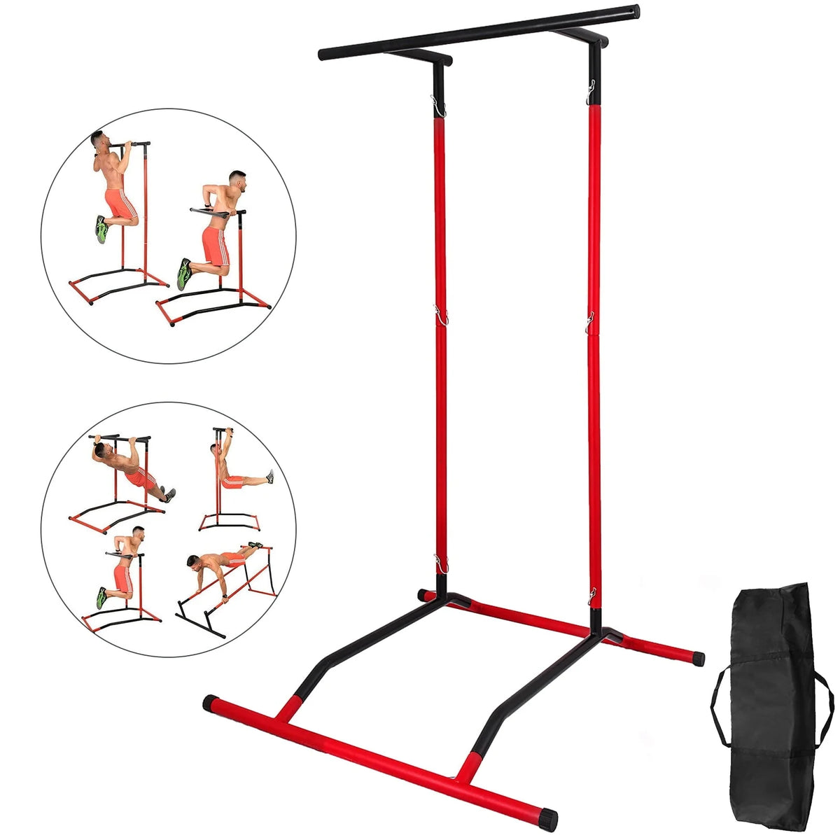 BENTISM Portable Pull Up Dip Station Gym Bar Power Tower Chin Up Fitness Strength W/Bag