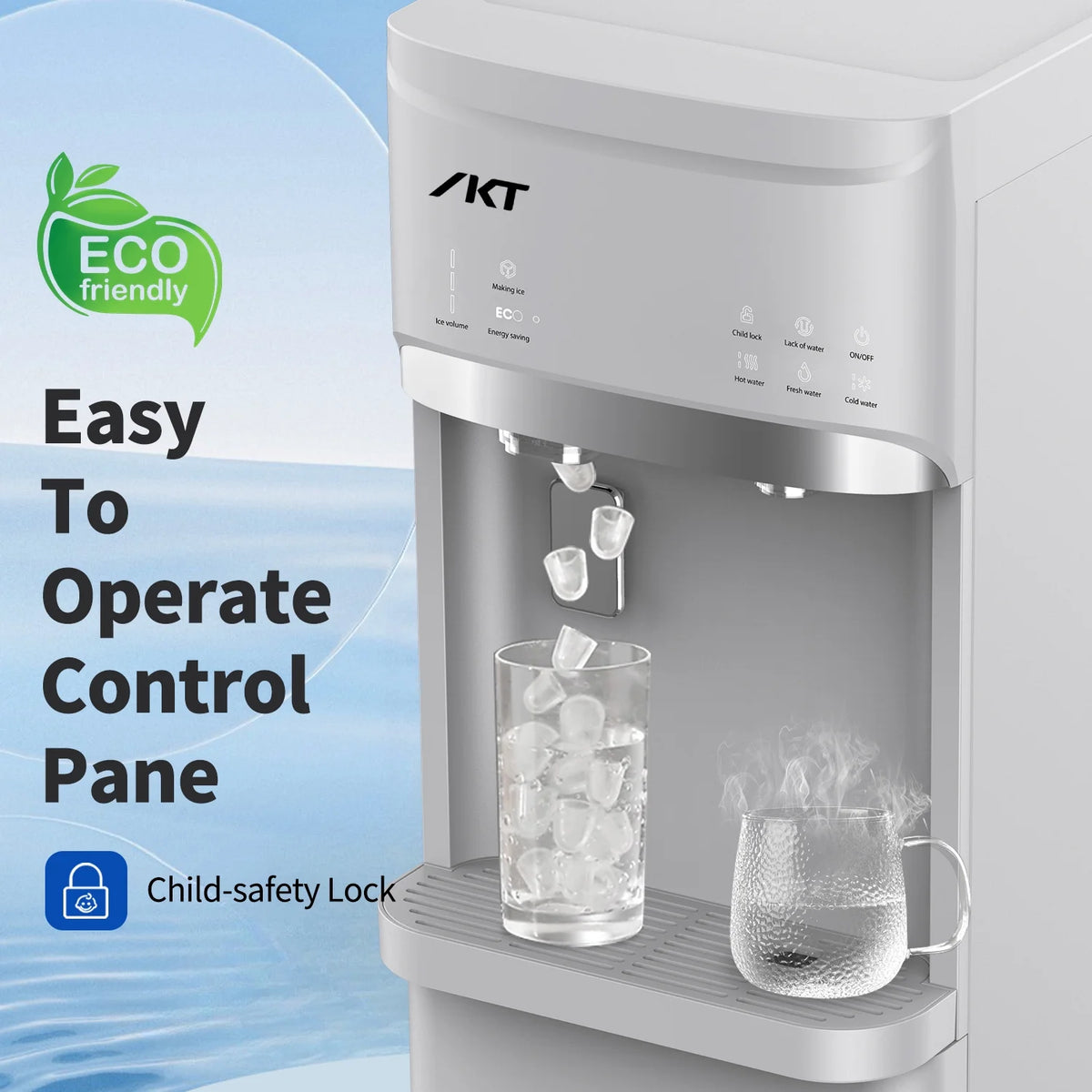 IKT Bottom Loading Water Dispenser Cooler with Maker for 5 Gallon Bottle with Empty Bottle Indicator 3 Temperature 22lbs Within 24hrs White