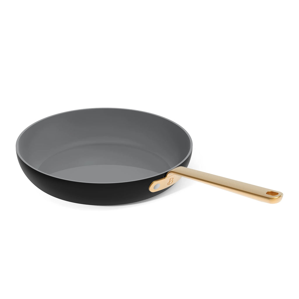 Beautiful 12pc Ceramic Non-Stick Cookware Set with Strainer Lids, White Icing by Drew Barrymore