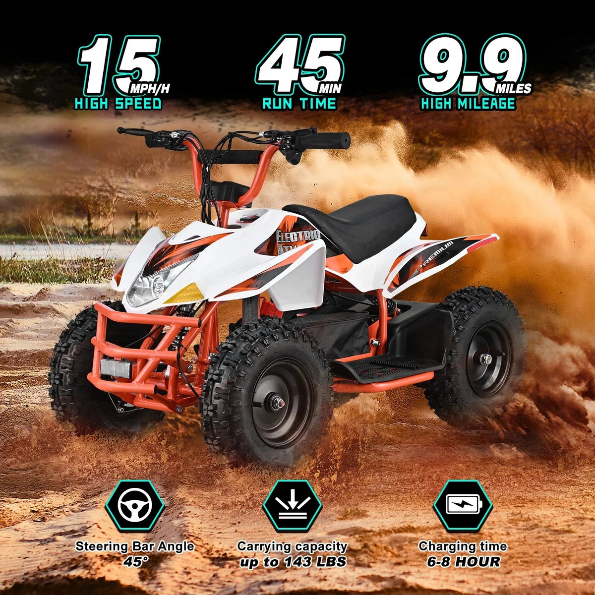 Aoemoe 500W Ride-On Racer 15mph Speed, 36V Battery, 45 60 Min Play, Blue