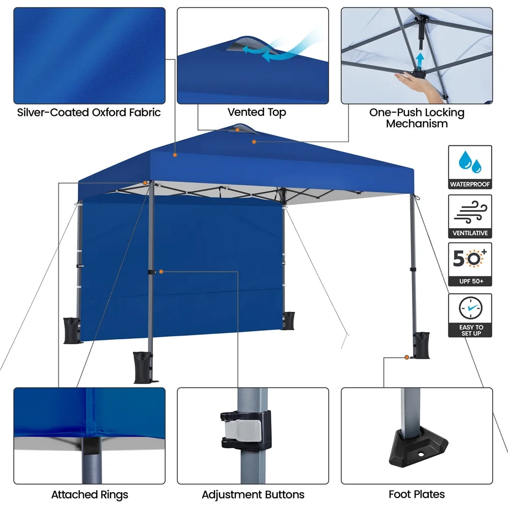 Renwick 10x10 Ft Instant Pop Up Canopy with 4 Side Walls and Roller Bag, White