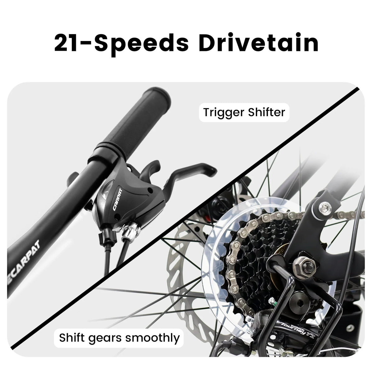Outdoor Bike A2660 26 Inch Mountain Bike, 21-Speed Disc Brakes, Durable Frame, Front, Rear Dual-Shock Absorption, Unisex for Commuting, Travel, School, Mountain and City Road Cycling,Mountain Bike fo