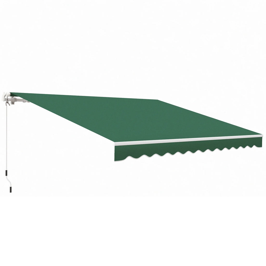 Outsunny 12' x 10' Manual Retractable Awning Outdoor Sunshade Shelter for Patio, Balcony, Yard, with Adjustable & Versatile Design, Beige and White