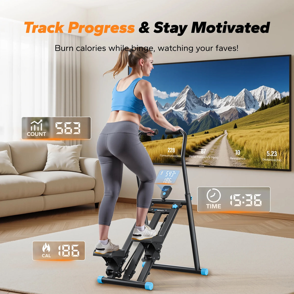 MERACH Stair Stepper for Home Compact Foldable Vertical Climber - Full-Body Workout Stepper, Home Gym Cardio Exercise Equipment