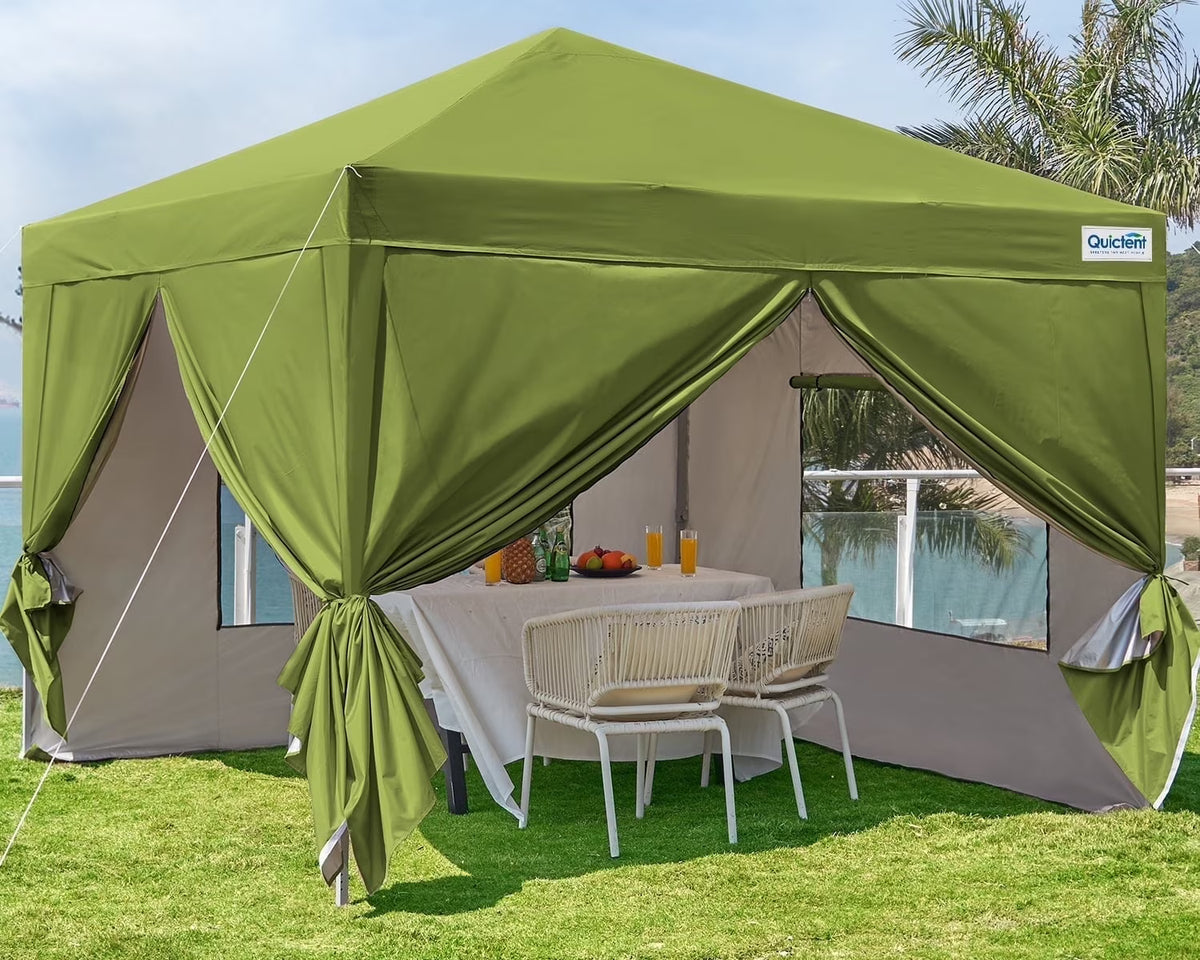 Quictent 8'x8' Pop up Canopy Tent with Sidewalls Instant Outdoor Gazebo Canopy Tent Shelter Enclosed Waterproof, with Wheeled Bag (Pink)