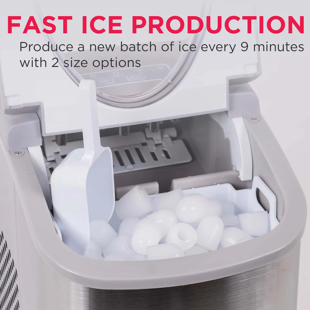 Frigidaire, 26 lbs. Ice Maker, Bullet-Shaped Ice, Stainless Steel, EFIC130
